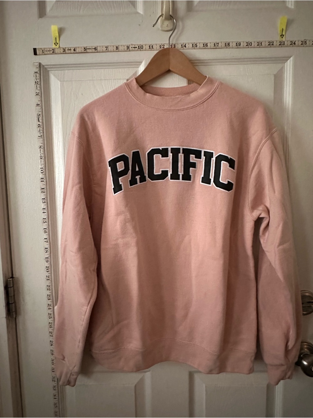 Champion PACIFIC Crewneck Sweatshirt - Light Pink with Black Applique